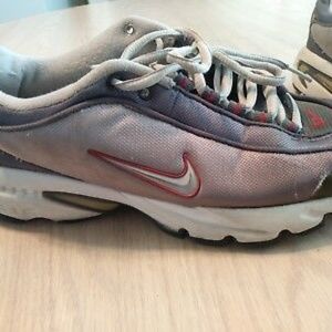Lightly used gray red nike air shoes womens size 6